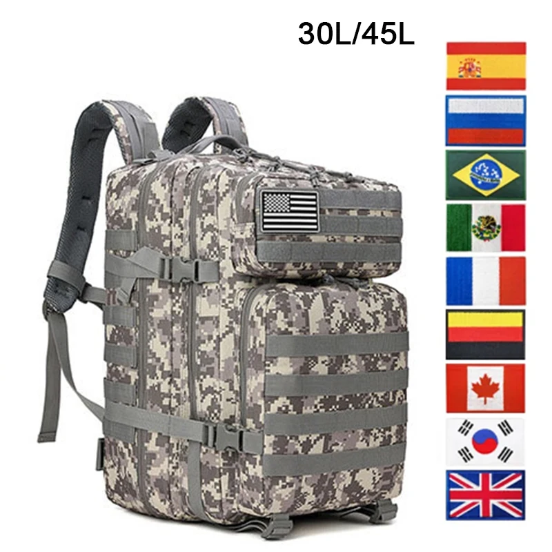 

30L/45L Military Tactical Backpack Women And Men Attack Rucksack Hiking Camping Bag 900D Oxford Waterproof Travel Bags