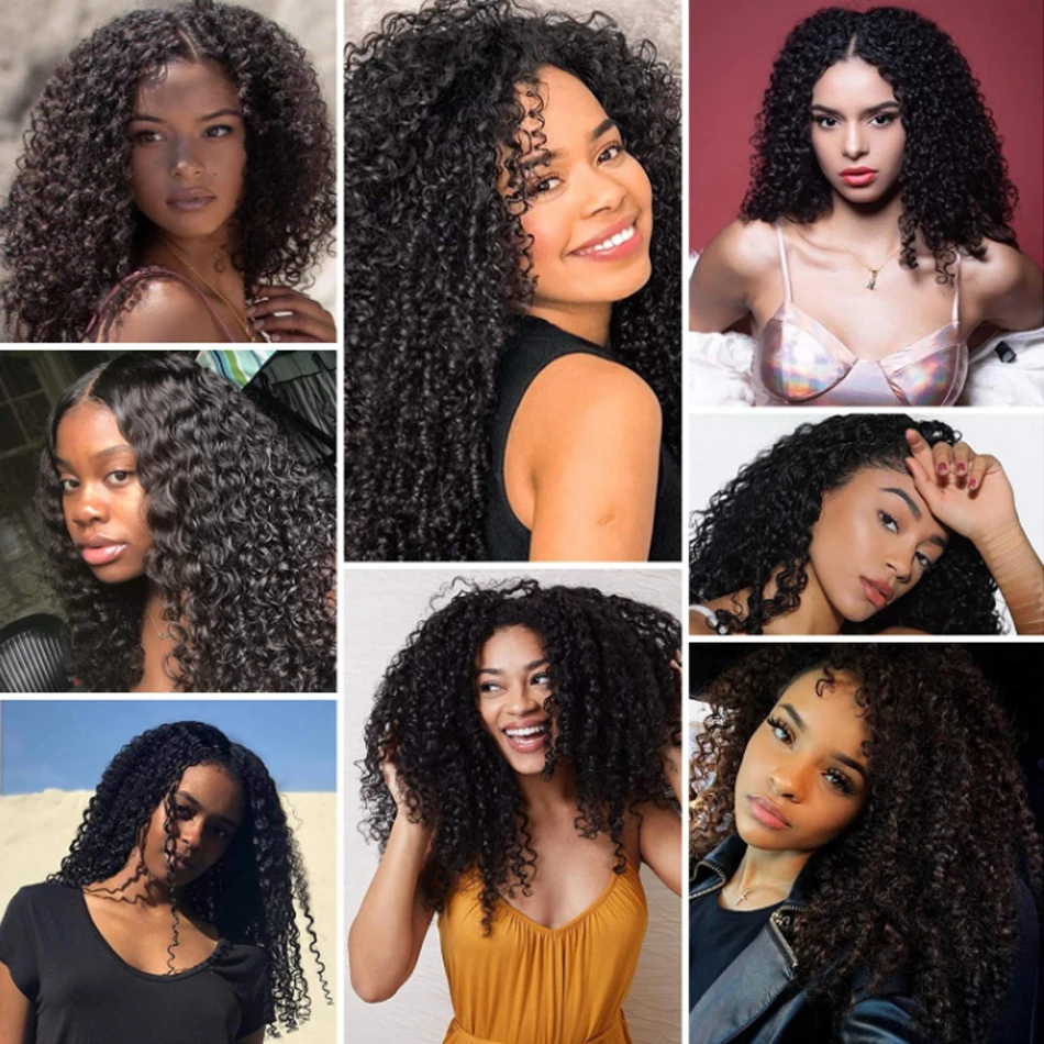 S97f721f14b9848af96dc780f4a3b99e14 Tissage Brazilian Raw Kinky Curly 3, 4Bundle Deals Virgin Hair Extension Natural Black 8-26 inches 100% cheveux Real Human Hair Weave Mallzona