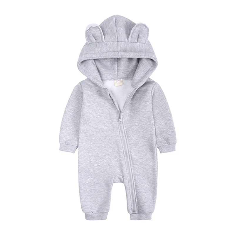 

Baby Romper Suit Spring Autumn Solid Long Sleeve Solid Hoodies Bear Jumpsuit Babywear Costume Toddler Boy Girls Bodysuit 0-24M