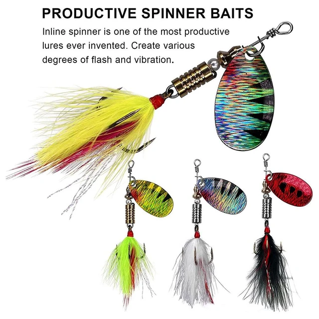 4pcs 7cm5.5g Fishing Spinner Baits With Colorful Feather Hooks Fishing Lures  For Saltwater Freshwater - AliExpress