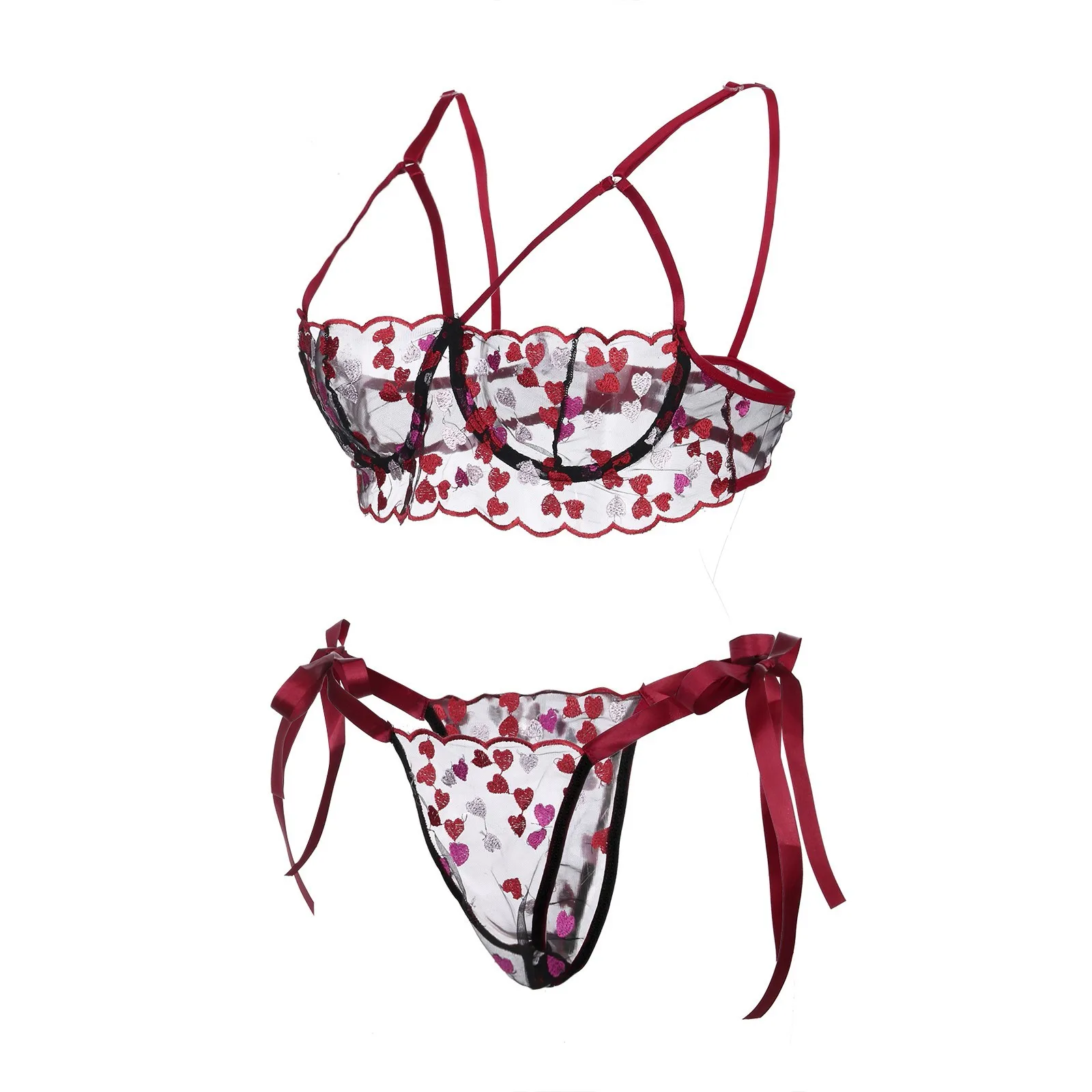 Freies Shiping Liebe Stickerei Bh G-string Tanga Nachtwäsche Sexy Lin Für Frauen Plus Größe Lin Verband frauen_voghion.com