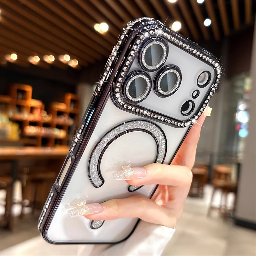 Luxury Glitter Diamond Bling Magnetic Shockproof Clear Case