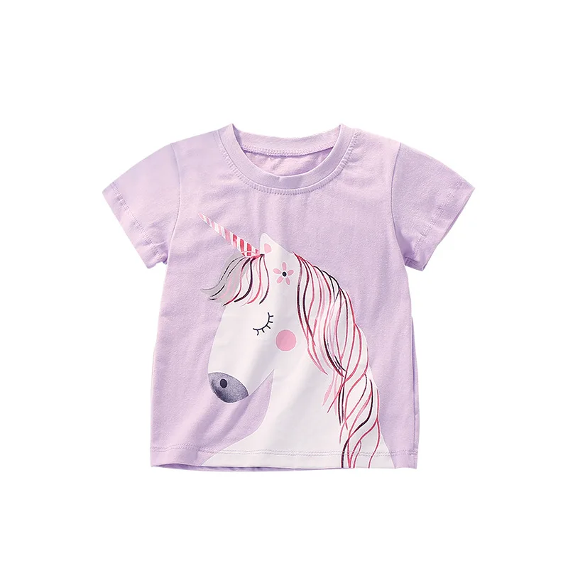 Children T Shirt Summer 2-8 Years Kids Girl Shorts Sleeve Printed Tops