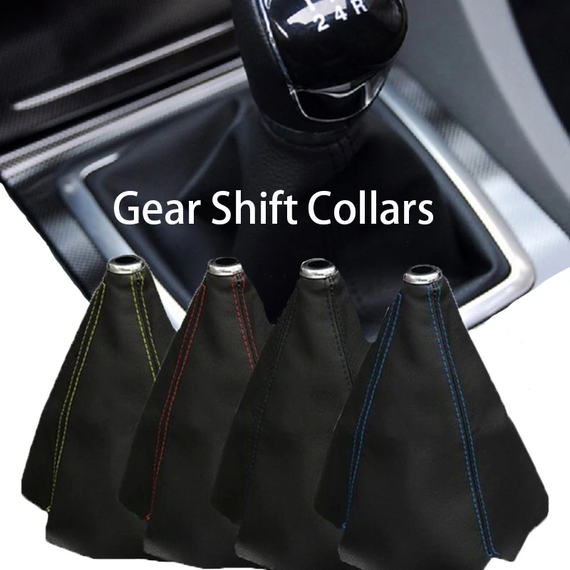 1x PU Leather Car Interior Gear Shift Stick Gaiter Boot Dust Proof Covers  Black