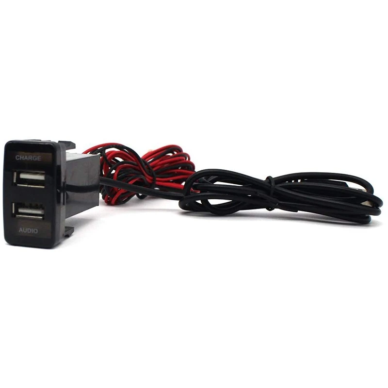 도요타 Hilux VIGO 차량용 듀얼 USB 오디오 충전기, LED 휴대폰 USB 입력 소켓