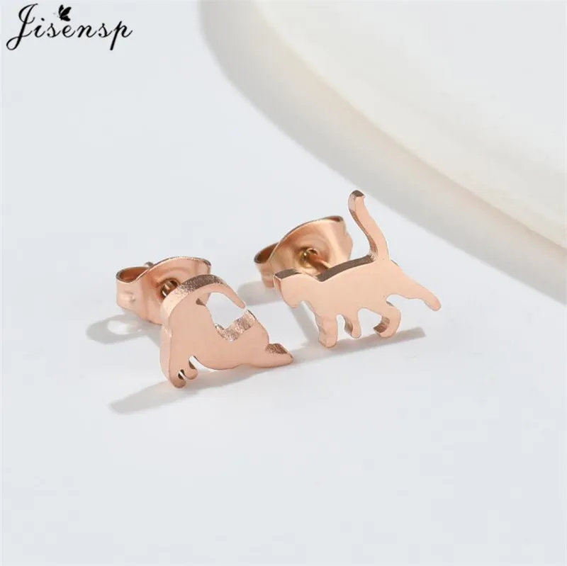 Kleine Edelstahl-Katzenohrringe 2025 Minimalistische Niedliche Kätzchen-Ohrstecker Korea-Stil Mädchen Ohrschmuck Accessoires – Detail 36