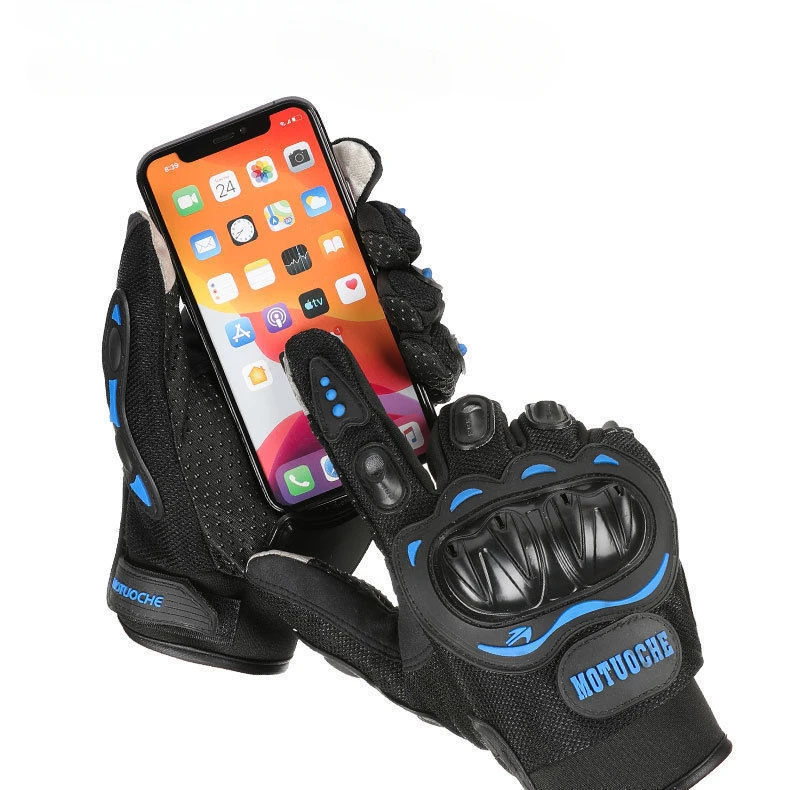 Non-slip Summer Breathable Full Finger Motorcycle Gloves Wear-resistant Motocross Racing Gloves Touch Screen Moto Biker Gloves 4