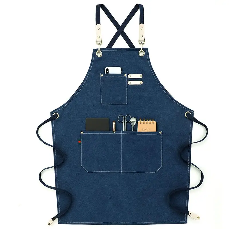 Black Cooking Apron Hotel Chef Pinafore Man Restaurant Cook Work Apron Bakery Woman Kitchen Aprons Cafe Waiter Hat Catering