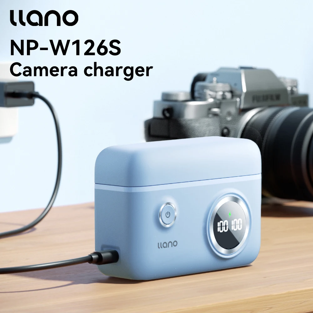 LLANO NP-W126s Camera Charger, Dual charging ports LED Display