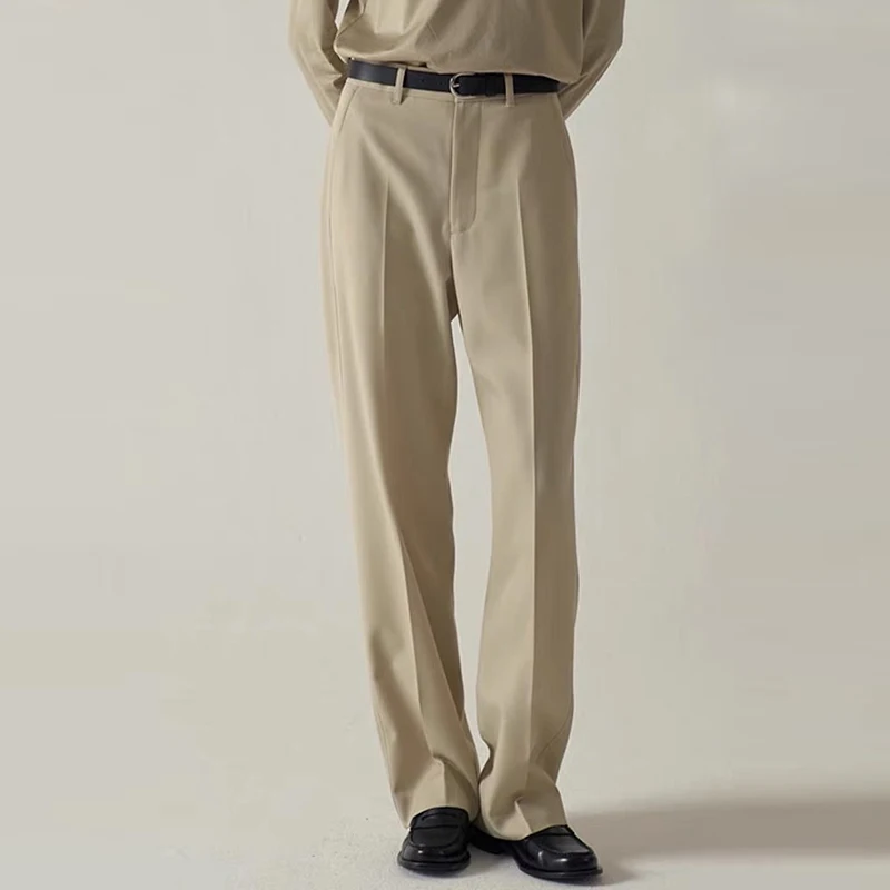 

23New Korean Simple Solid Suit Trousers Fashion Runway High Waist Straight Leg Pants Causal Women Designer Style Clothing 2Color