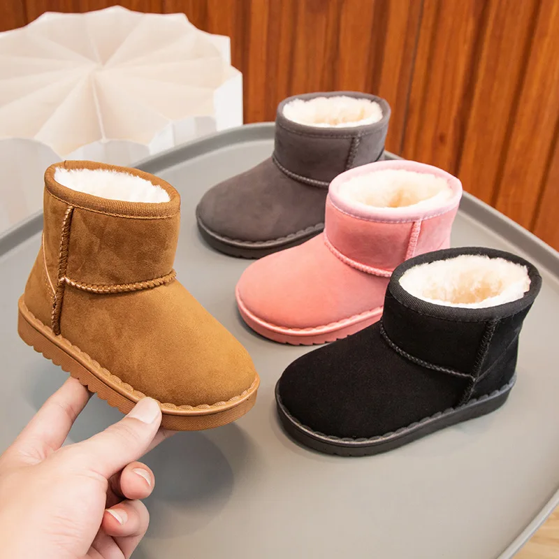Children Boots Children's snow boots for boys and girls in winter short boots suede cotton shoes plush insulation shoes snow