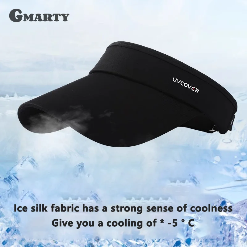 

Long Brim Ice Silk Sun Hats Men Women Empty Top Baseball Cap Sunscreen Uv Protection Visors Outdoor Riding Running Sports Shades