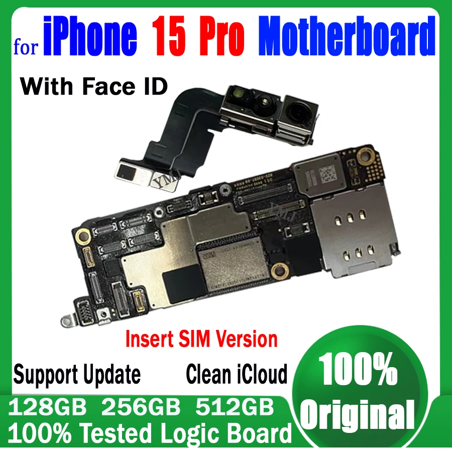 

Free Shipping Motherboard Insert SIM Versio For iPhone 15 Pro 128g/256g Mainboard Clean iCloud Logic Board Factory Unlock Plate