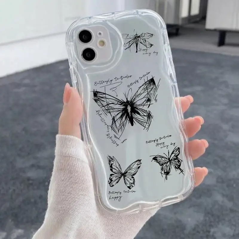 Butterfly Retro Silicone Transparent Phone Case Cover