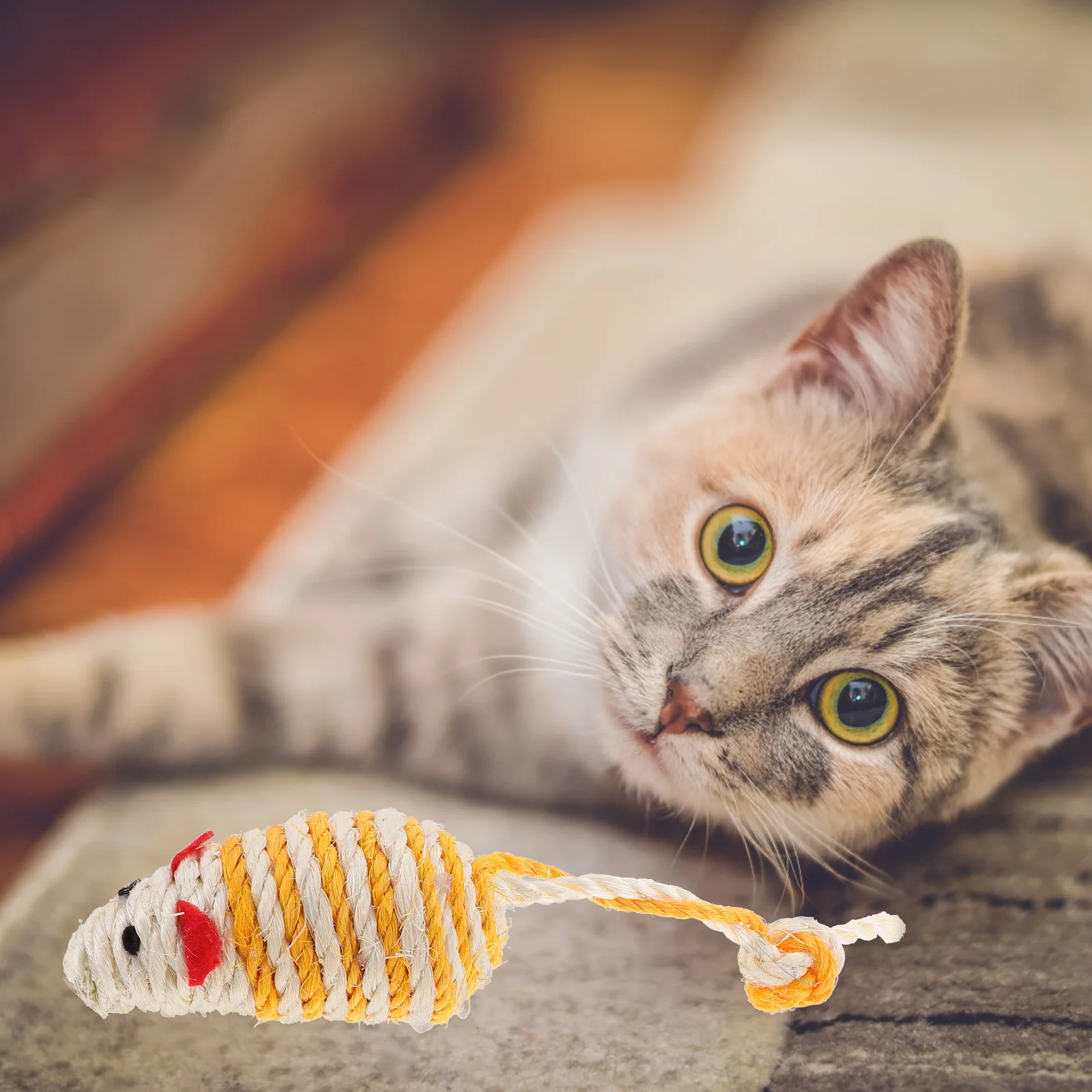 

4 Pcs Simulation Sounding Mouse and Cat Toy Mice Toys For Cats Bite Pet Sisal Indoor