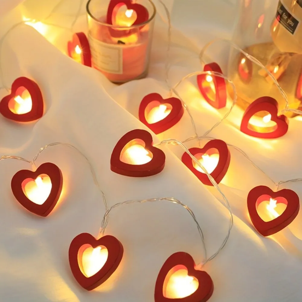 10pcs Love LED String Lights Suitable For Valentine's Day Wedding Christmas Garden Bedroom Party Decoration Without Battery 2