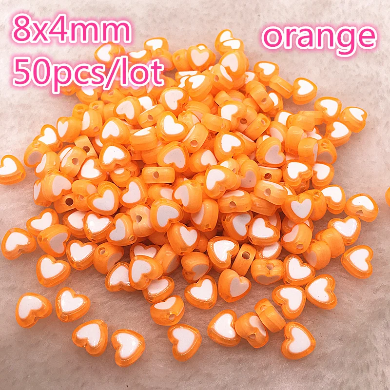 Acrylic beads 50pcs/lot 8x4mm Love Acrylic Bead Loose Spacer Beads for Jewelry Making DIY Handmade Clothing Accessories