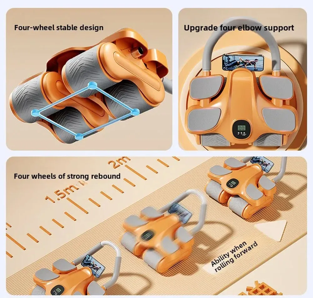 Four-wheel Abdominal Wheel Automatic Rebound Abdominal Muscle Training Artifact Home Fitness Thin Belly Training Device