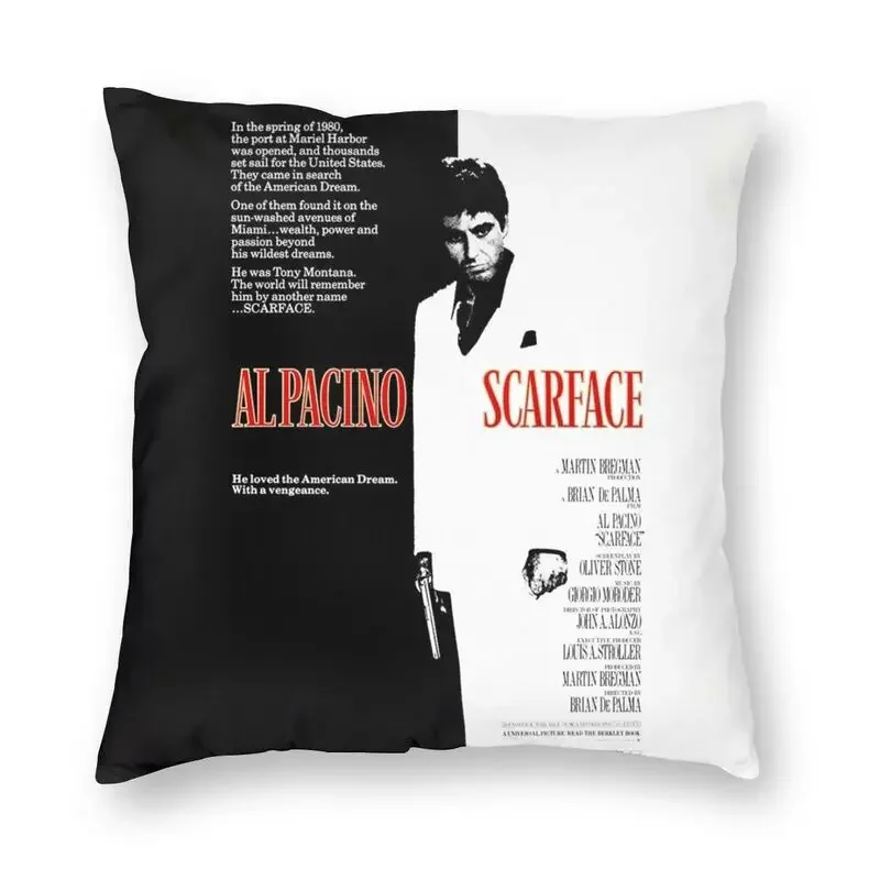 

Crime Film Scarface Cushion Cover Printing Gangster Tony Montana Floor Pillow Case for Car Fashion Pillowcase Home Decor