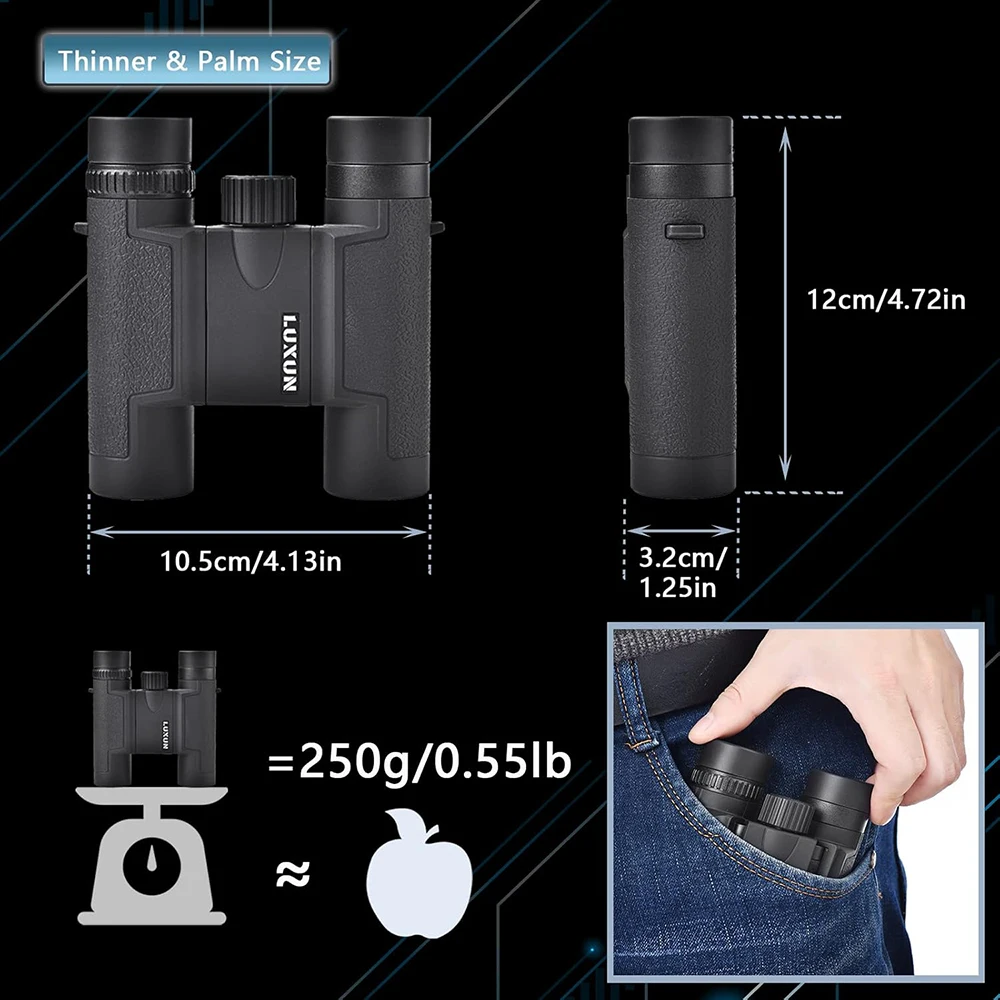 LUXUN 15x25 Compact Binoculars for Adults Kids High Powered Small Telescope for Bird Watching Cruise Ship Travel Hiking Camping 2