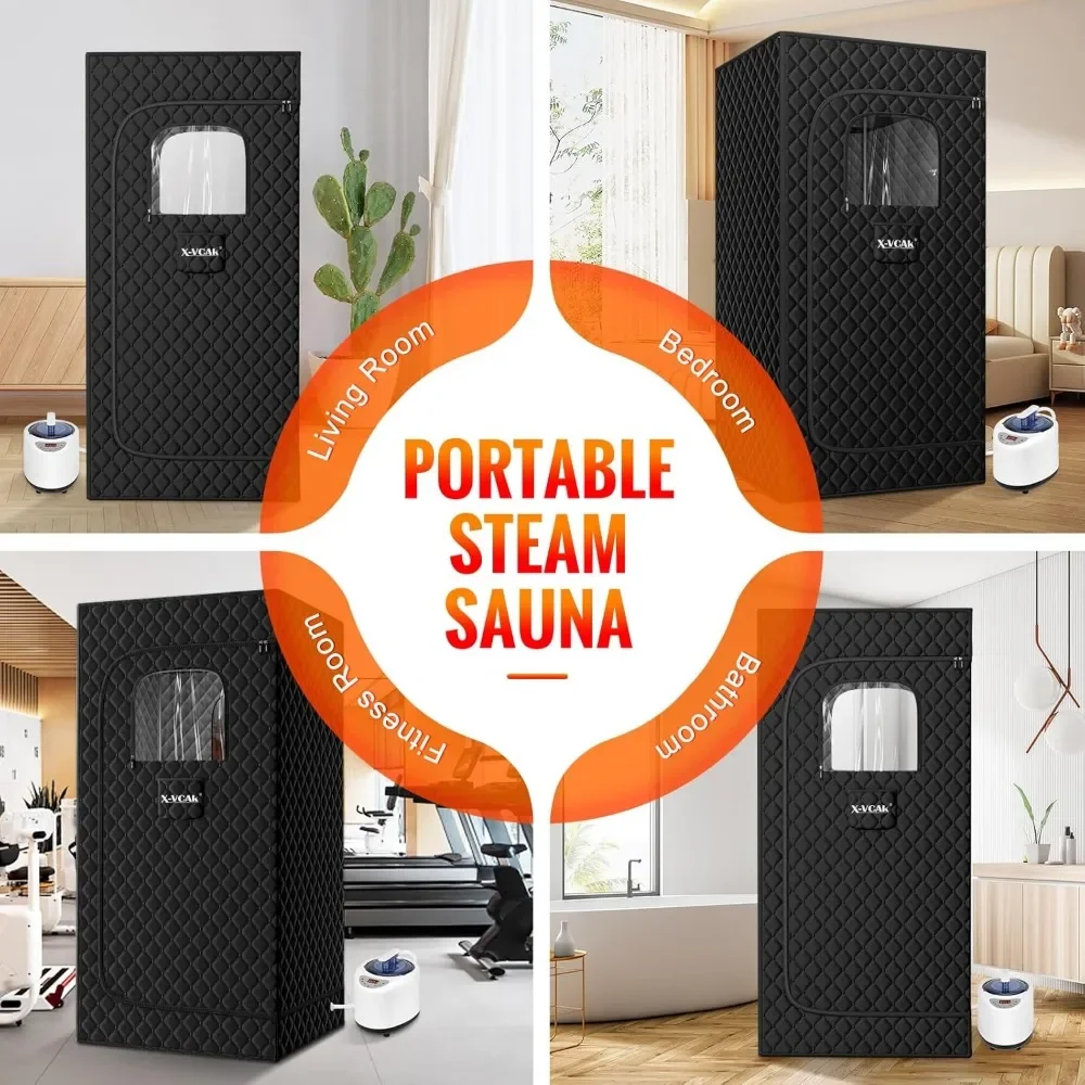 Sauna Box, Portable Steam Sauna, Portable Sauna for Home, Sauna Tent with 2.6L Steamer, 9 Levels, 2.6’ x 2.6’ x 5.9’ 5