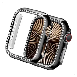 Premium Diamond Protective Bumper Shell Cover for Apple Watch - No Glass Included (Black)
