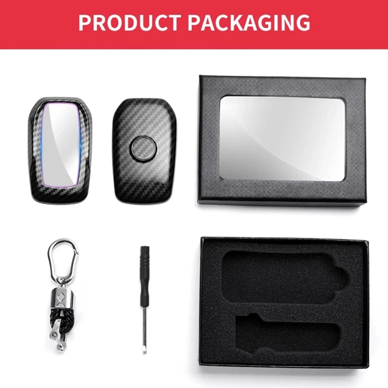 Custodia per chiave Auto a distanza in fibra di carbonio per Toyota CHR Prado Prius Camry Corolla RAV4 2018 2019 2020 2021 accessori Auto - S97f836d7cd244d988ae3d45cebb5b101J