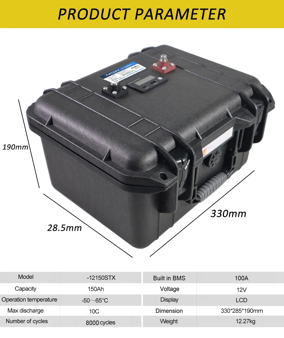 12v/12.8V 150Ah 100Ah LiFePO4 Battery 4s Multifunctional Portable suitcase Batte