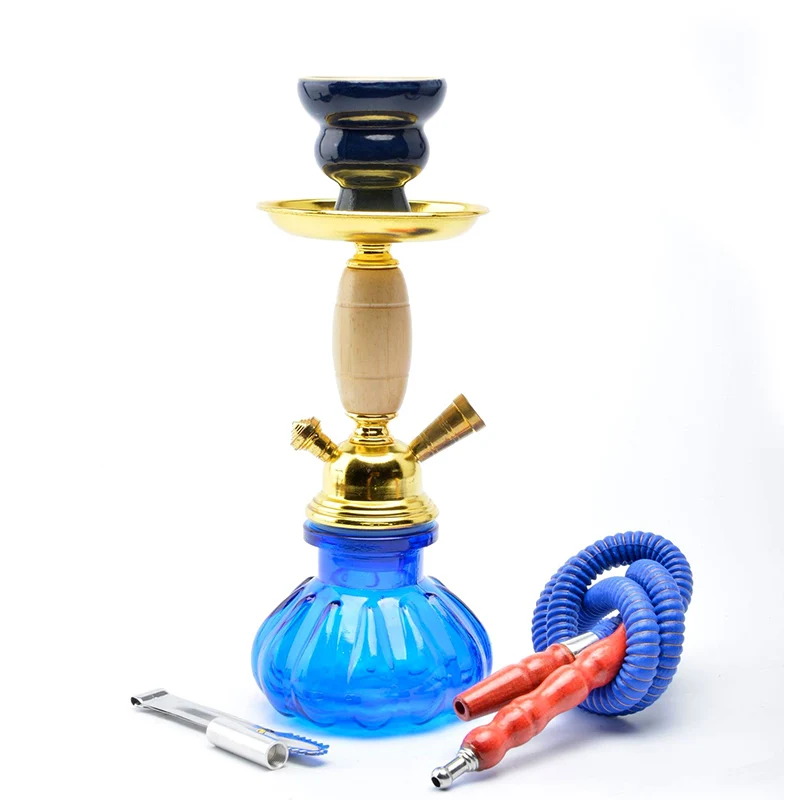 Black Blue Green Red White Yellow,10.6in27cm Small,Single Hose 1,Bar Shisha Full Set Smoking Pipe Hookah Set,Glass Vase