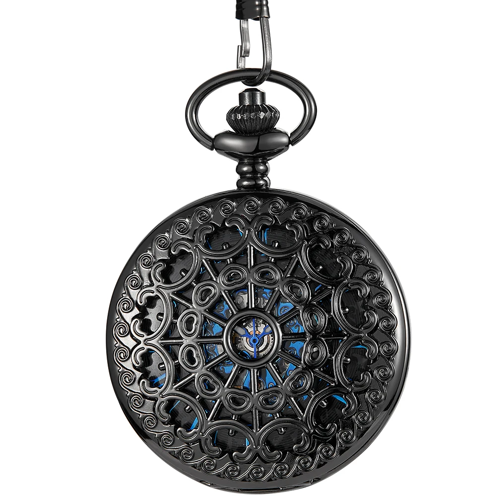 Double Cover Mechanical Pocket Watch Skeleton Steampunk Hollow Case Vintage Clock Roman Dial Men Women Collection reloj hombre
