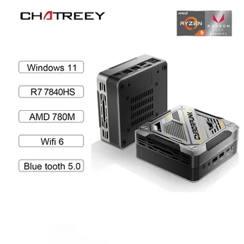 Chatreey AN3 미니 PC 게임 데스크탑 컴퓨터, 다채로운 조명, R7 7840HS, 780M 8845HS, 와이파이 6 BT 5.0