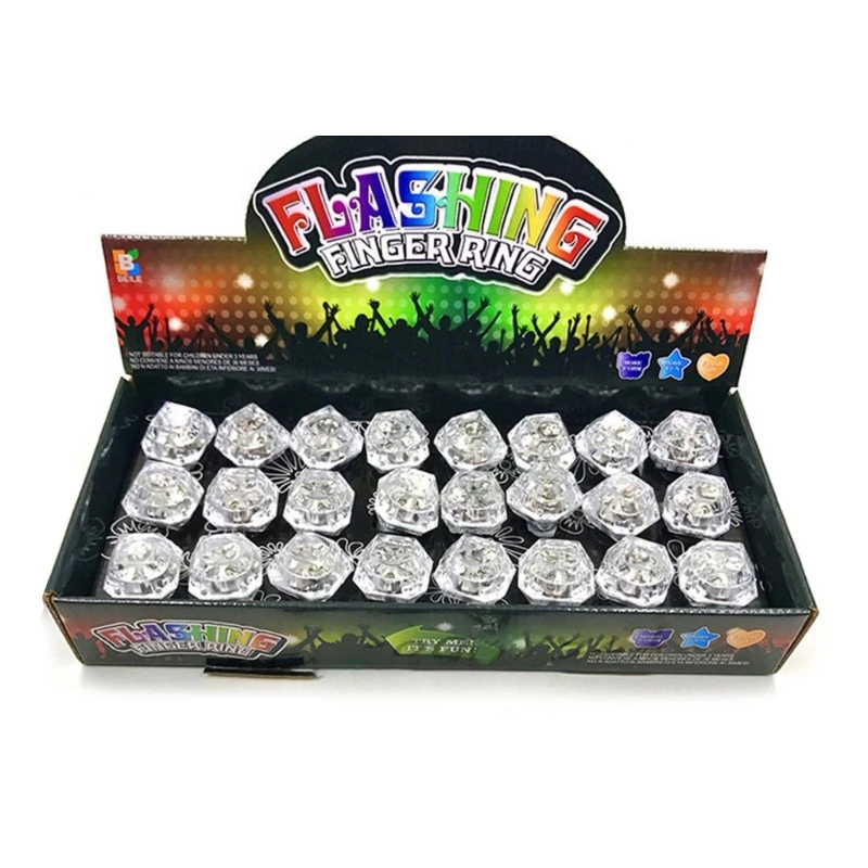 

D7WF 24pcs Led Finger Rings for Kids 3 Color Flashing Light Up Toy Finger Lights