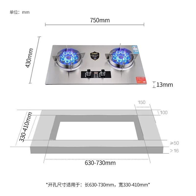 Gas Stove 7.0kw Fierce Fire Power LPG Type Natural Gas Cooker 2 Burners Stainless Steel Cooktop Kitchen Built-in Hobs Stove