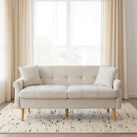 KOMHTOM Диван 2-местный, 2-местный диван с 2 подушками, небольшой тканевый диван, кухонный диван с подлокотником, мини-диван с мягкой подкладкой