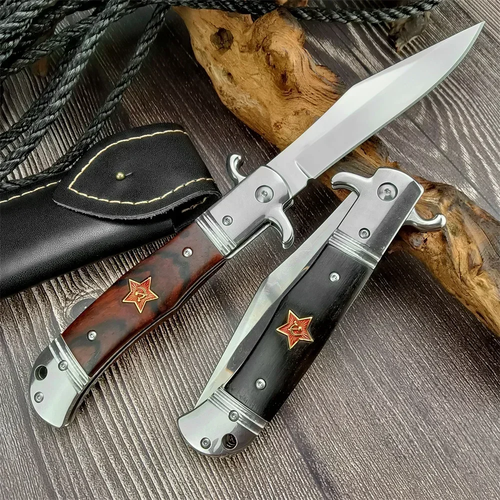 Description Picture 6 of itemNew Russian Finka NKVD KGB Assist Folding Knife Outdoor Survival Tool 440C Blade Wood Handle Tacitcal Hunting Knives Military