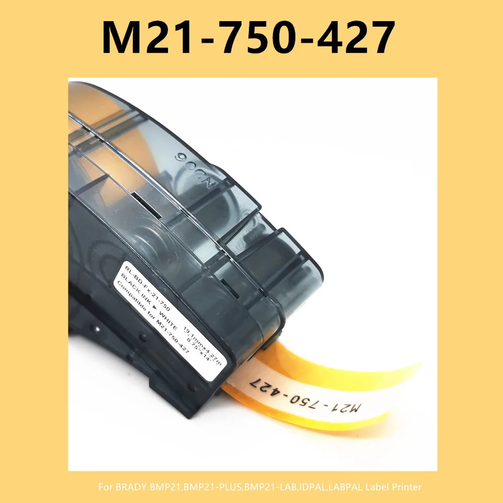 휴대용 프린터, 라벨러, 핸드헬드 라벨 프린터용 라벨 테이프, M21-750-427 리본 비닐 카트리지, 블랙 온 화이트 필름, 30 팩