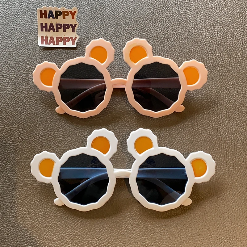 Baby Girls Lovely Colors Bear Ears Sunglasses UV400 Acrylic Fashion Children Outdoor Protection Sunglasses Kids Sun Glasses