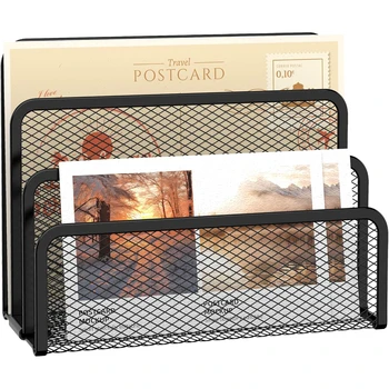 Organizzatore da scrivania Supporto per notebook in rete metallica a 3 strati per portariviste, documenti, libri, organizer per ufficio