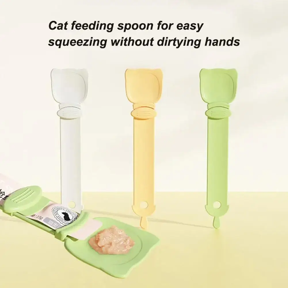 Random 3pcs Pet Feed Spoon Wet Treat Cat Feeder Spoon Snack Liquid Food Feeding & Watering Supplies For Indoor Kitten Treat
