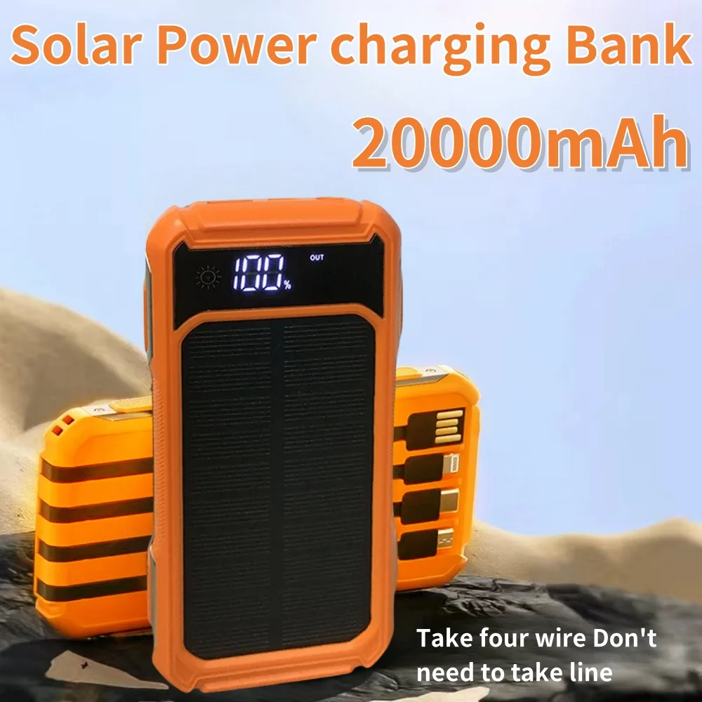 

20000mAh Portable Solar Power Bank External Battery Charger belt LED Light For All Smartphones