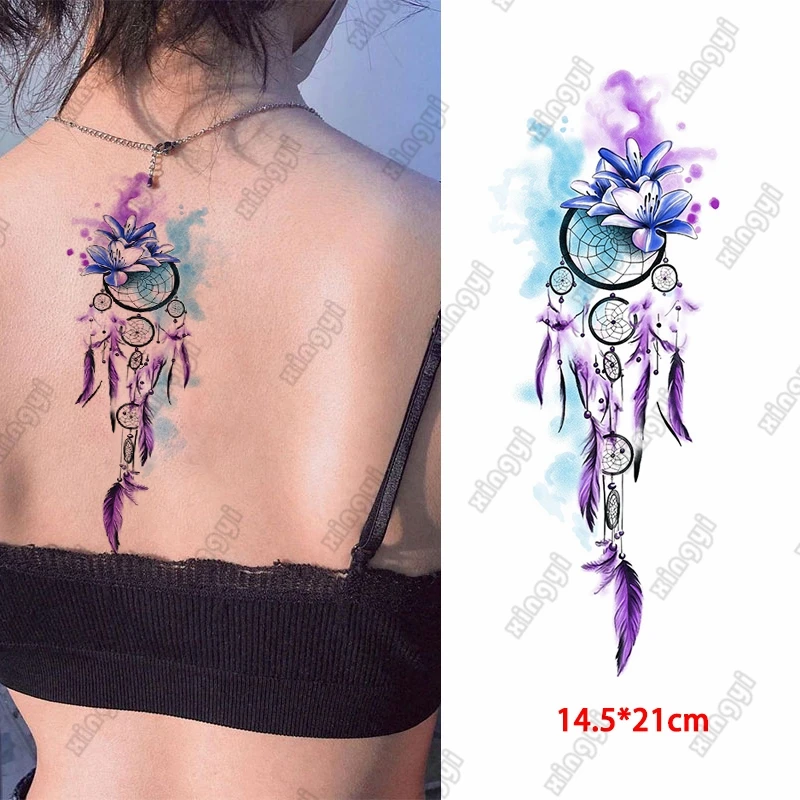 Waterproof Temporary Tattoo Sticker Color Dreamcatcher Feather Butterfly  Style Fake Tatto Flash Body Art Tatoo For Men Women - Temporary Tattoos -  AliExpress