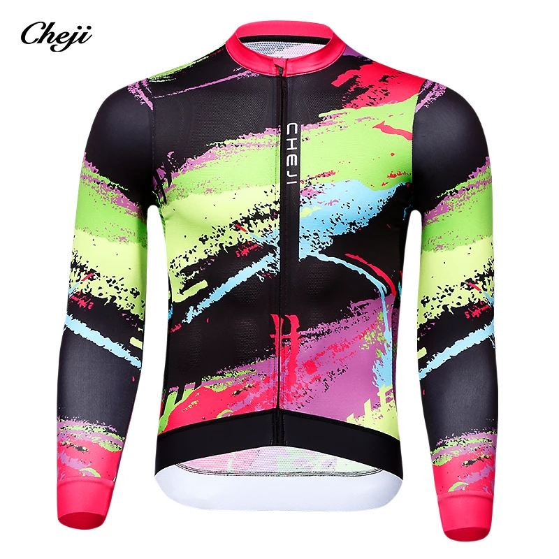 thumbnail image 1 of CHEJI Maillots de ciclismo de otoño de manga larga con cremallera completa Ropa para andar en bicicleta Deportes para hombres Equipo de ciclismo delgado y transpirable 2024, 1 of 5
