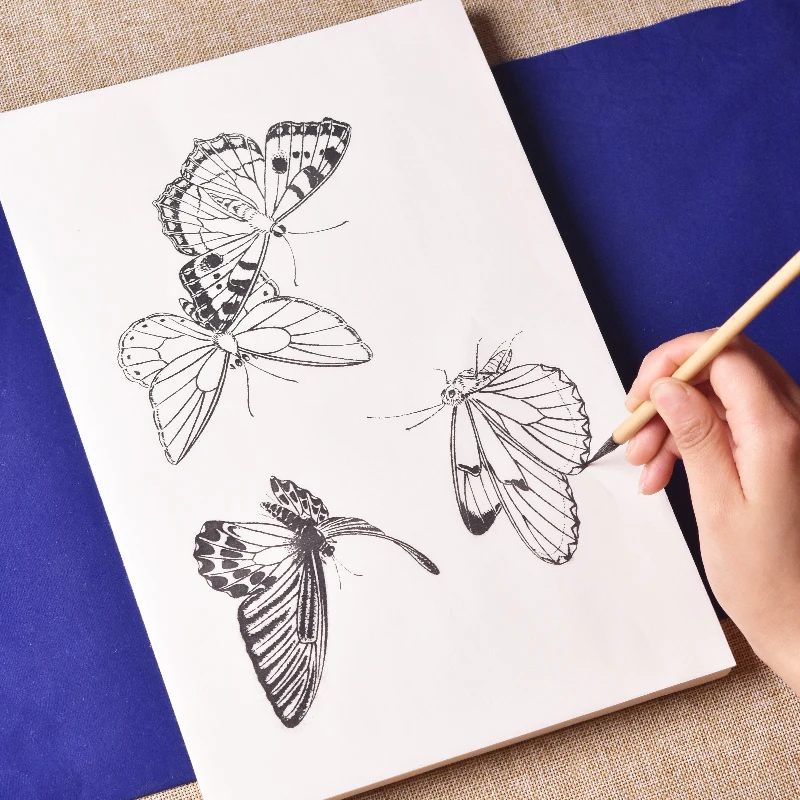 Line Drawing Butterfly Tracing Ripe Xuan Paper Dragon Insect Peony Line Draft Watercolor Meticulous Painting Coloring Manuscript