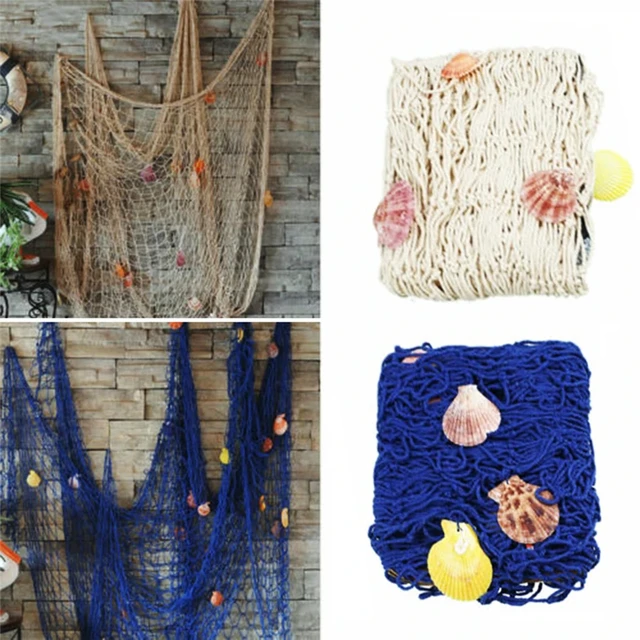 Nautical Fishing Net Wall Hanging The Mediterranean Sea Style Beach Party  Shells Vintage Household/Garden Decoration