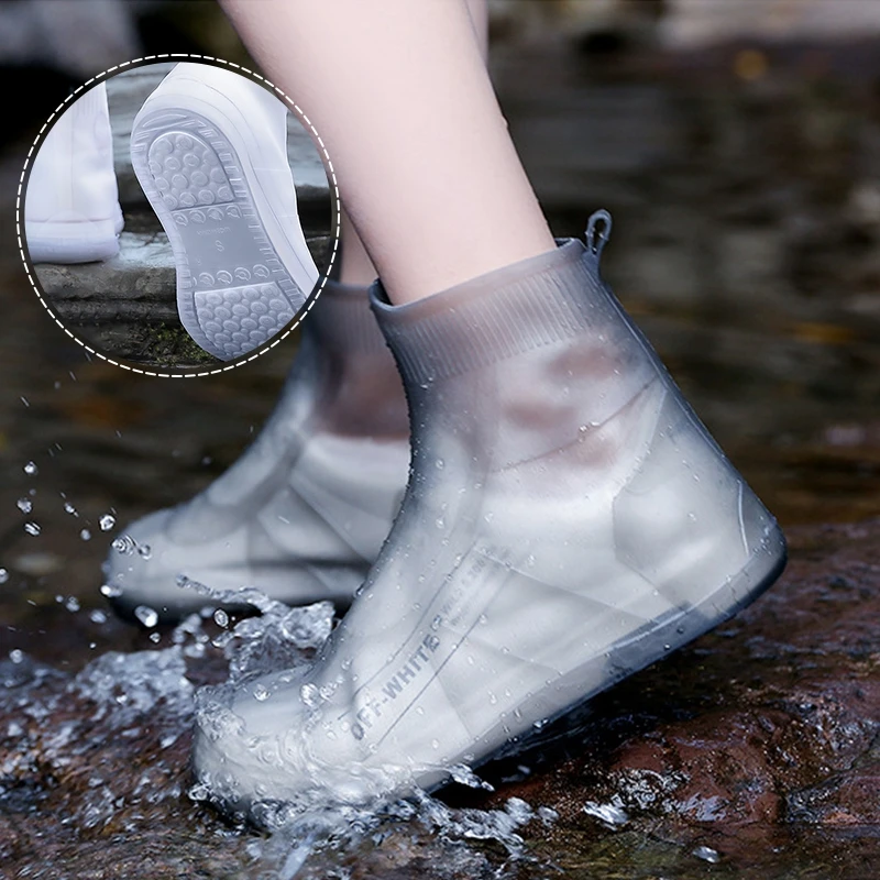 Silicone WaterProof Shoe Covers 1 Pair Anti-Slip Rain Boots Covers Outdoor Camping Hiking Rainy Slip-resistant Shoes Protectors silicone shoe covers