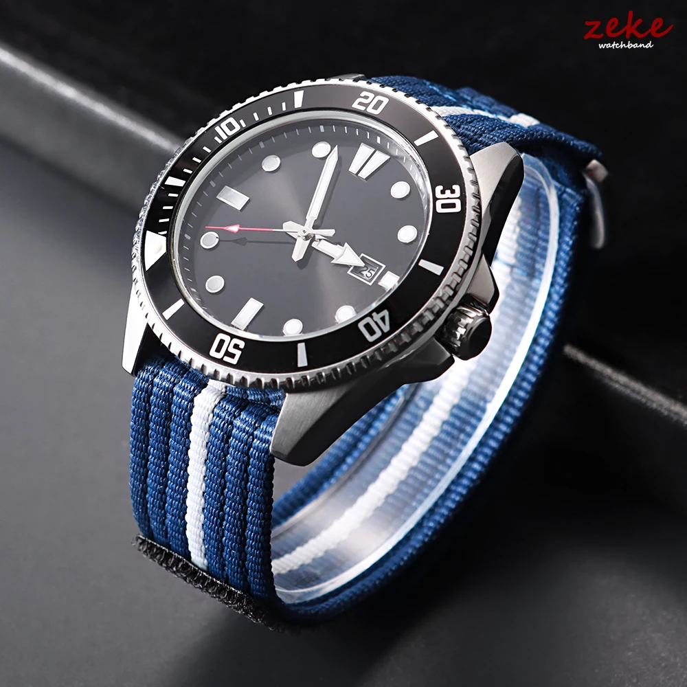 Durable Nylon Canvas Military Sports Watch Strap - Hook & Loop Closure