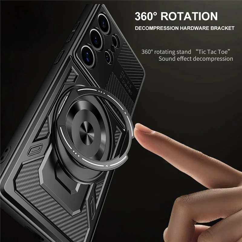 Magnetic Silicone Armor Phone Case with Bracket Attachment