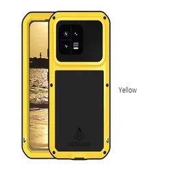 Love Mei Military Grade Metal Protective Phone Case with Silicone Shockproof and Dustproof Cover for Xiaomi 17 Pro Max (Yellow)