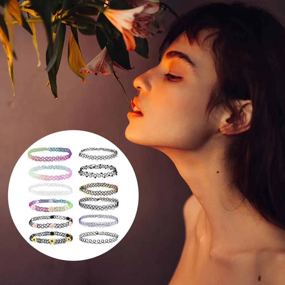 12pcs Fashion Choker Necklaces for Women Adjustable for Parties and Daily Use Retro Clavicle Chain Gifts Women Girls