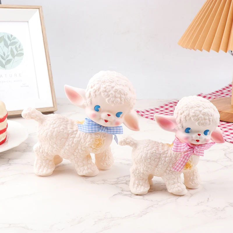 

1Pc White Sheep Doll Cute Girl Sweetheart Voice Animal Gift Model Lamb Static Desk Room Home Accessories Ornaments Couple Gift